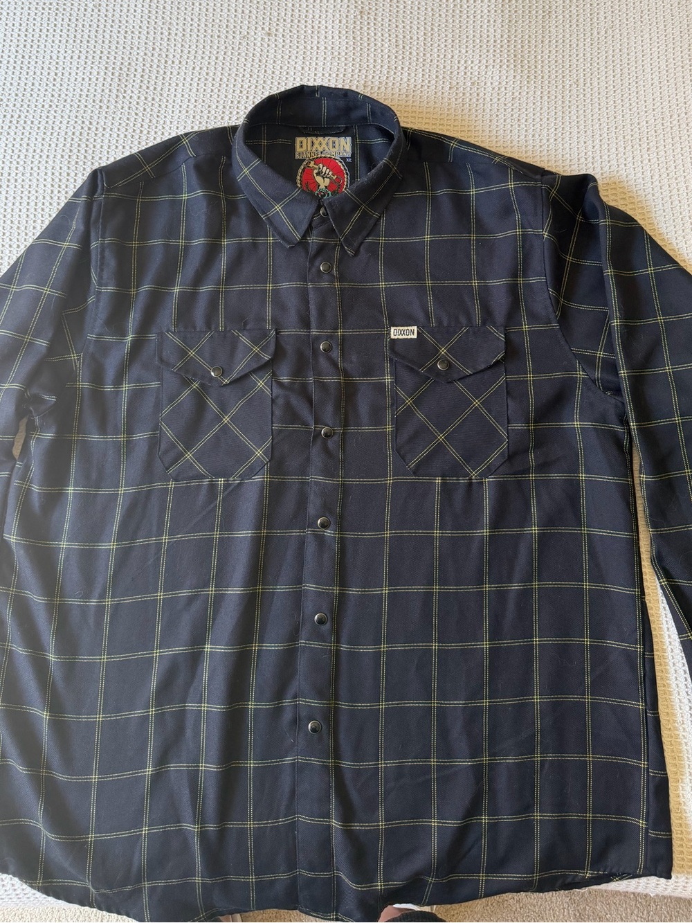 DIXXON “Stay Gold” Flannel Black/Gold Plaid Button-Down Shirt